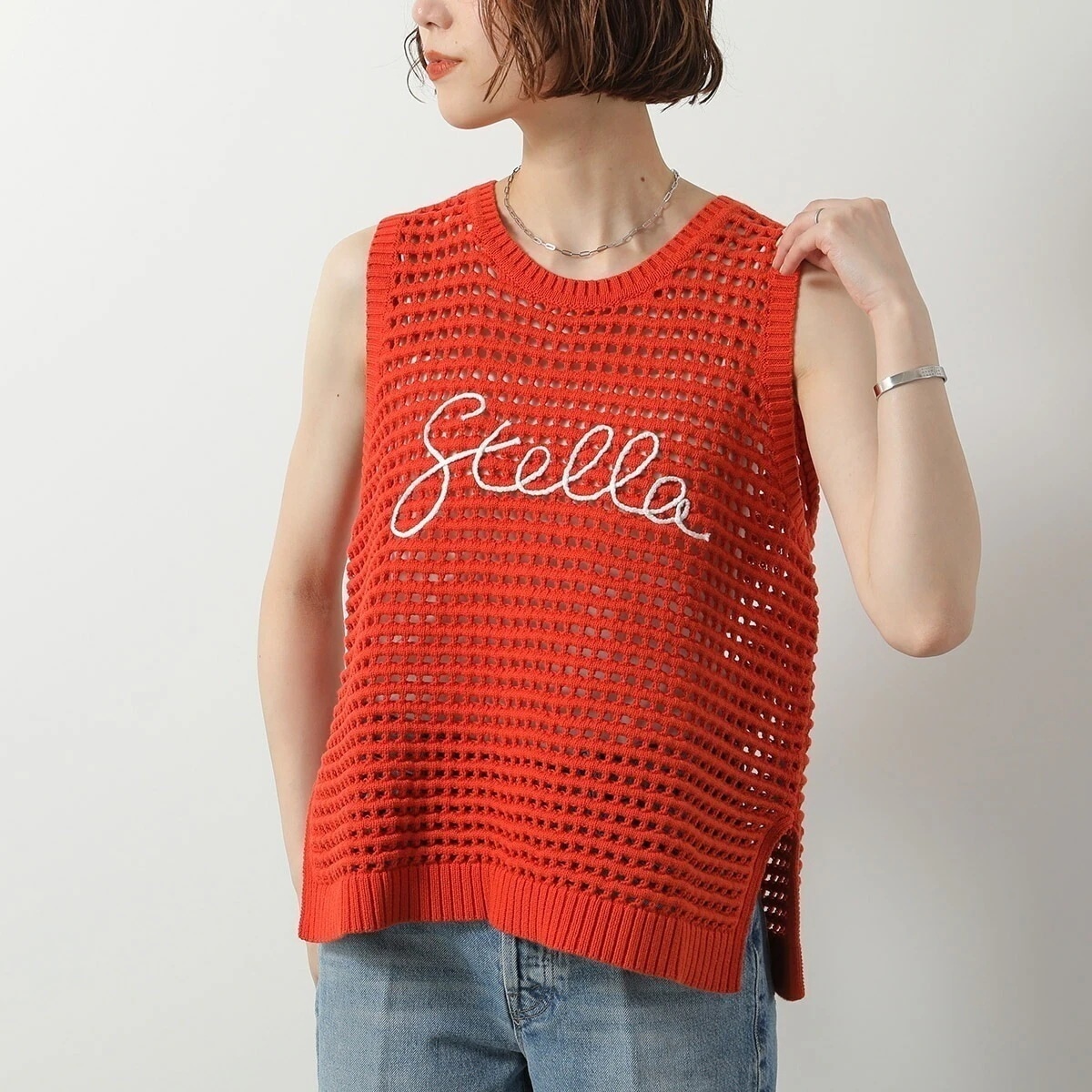 STELLA McCARTNEY Kids ステラマッカートニー キッズ ノースリーブセーター TW9A42 Z1876 レディース ニット メッシュ クロシェ ロゴ 421 【mega】 16,822円