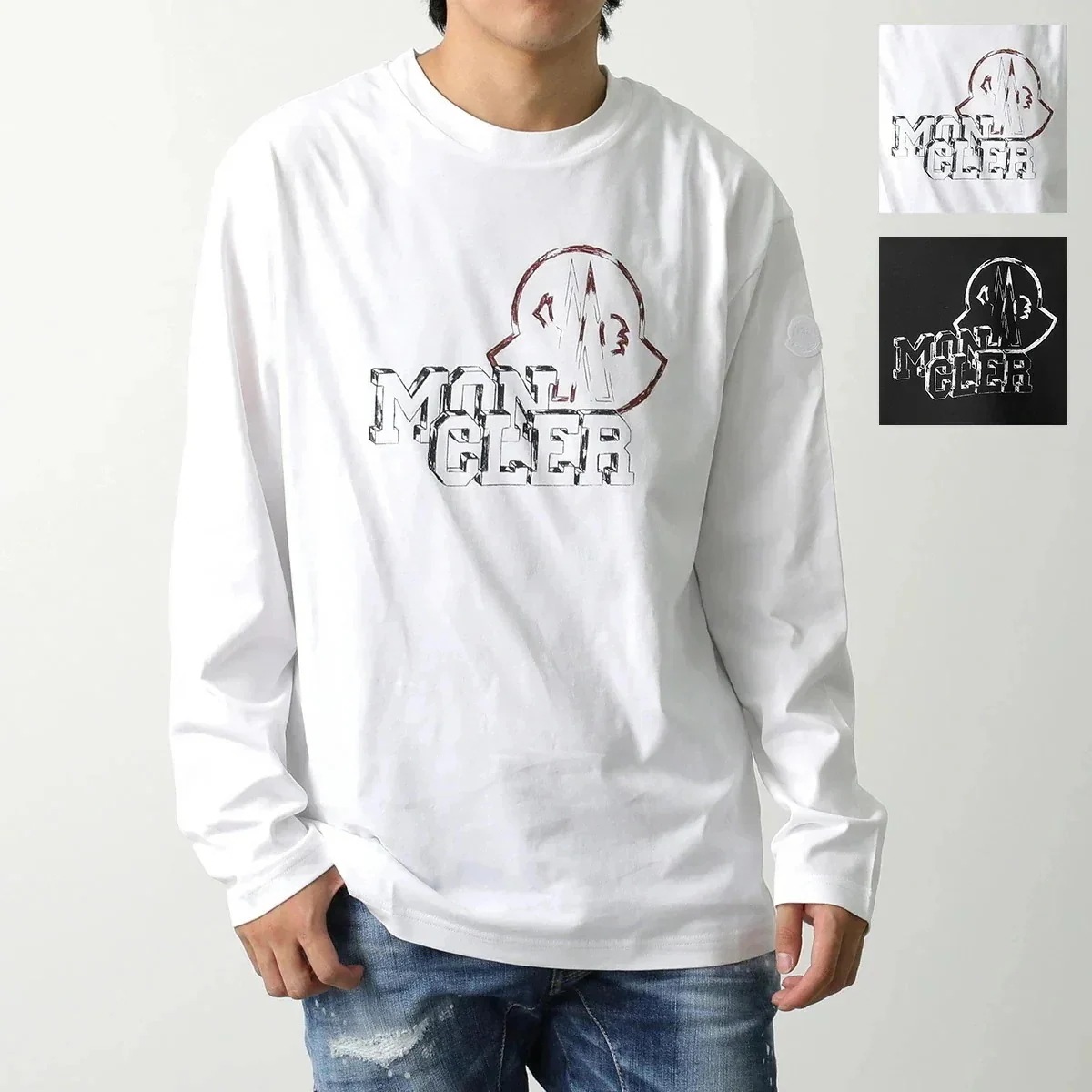 MONCLER モンクレール 長袖 Tシャツ 8D00019 89AJS メンズ ロンT カットソー ロゴT コットン クルーネック カラー2色