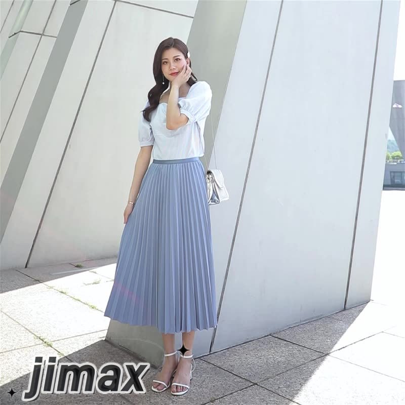 プリーツスカート ロングスカート シフォンスカート スカート 夏 レディース Aライン ハイウェスト ゴム きれいめ フェミニン オフィス 大人 通勤 カジュアル ママ 春 秋 ロング プリーツ マキ