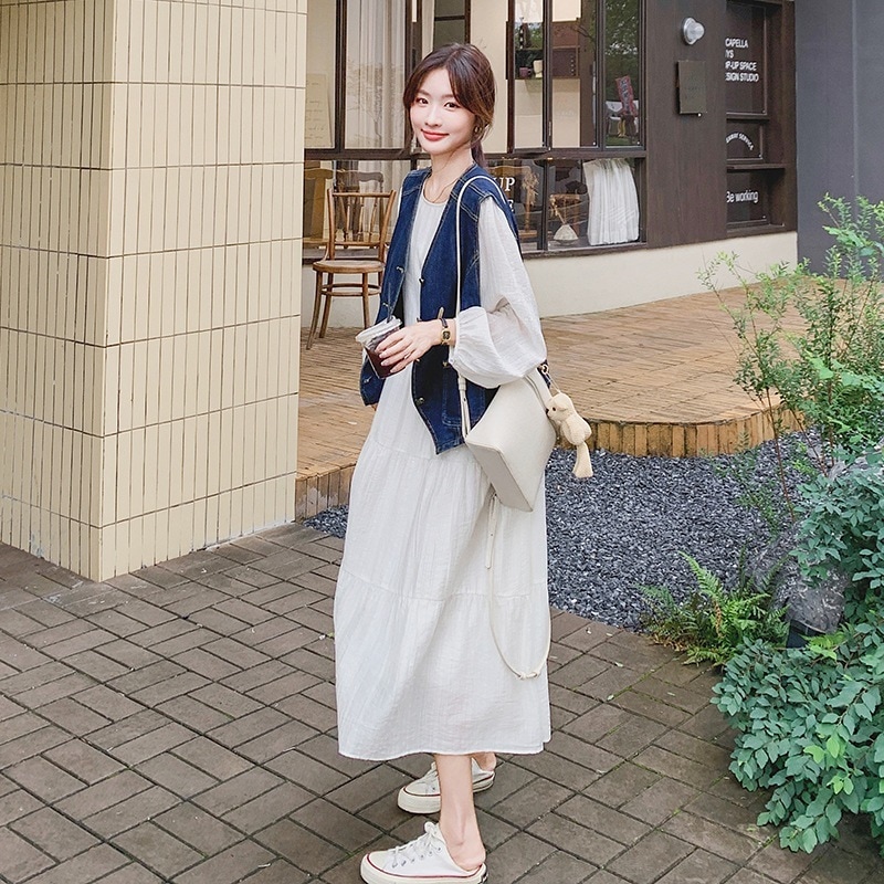 ドレスデニムウエストコート2024秋の新しいファッションカジュアルスーツ女性のセット