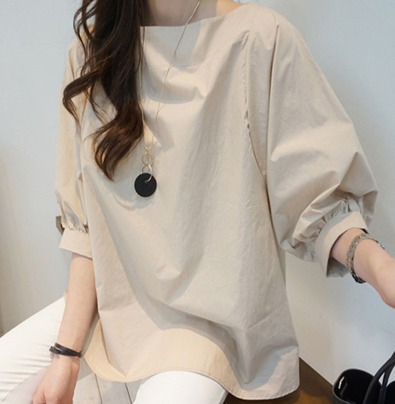 デート モテアイテム ブラウス カットソー 七分袖 パフスリーブ 綿 コットン 可愛い きれいめ 上品 おしゃれ かっこいい 可愛い ラブリー キュート ガーリー クール モード系 セクシー