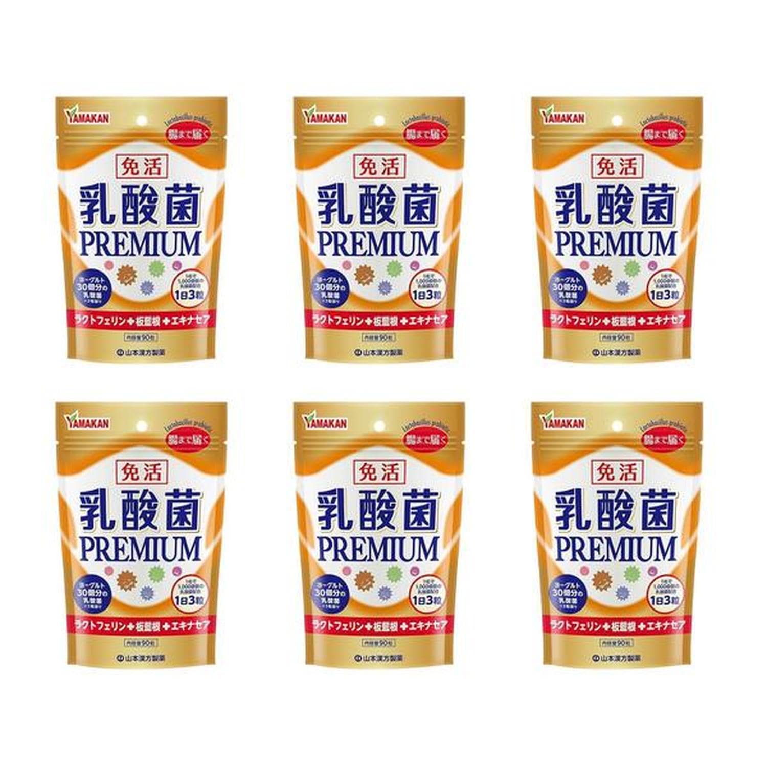 6個セット 山本漢方製薬 山本漢方 乳酸菌PREMIUM粒 90粒