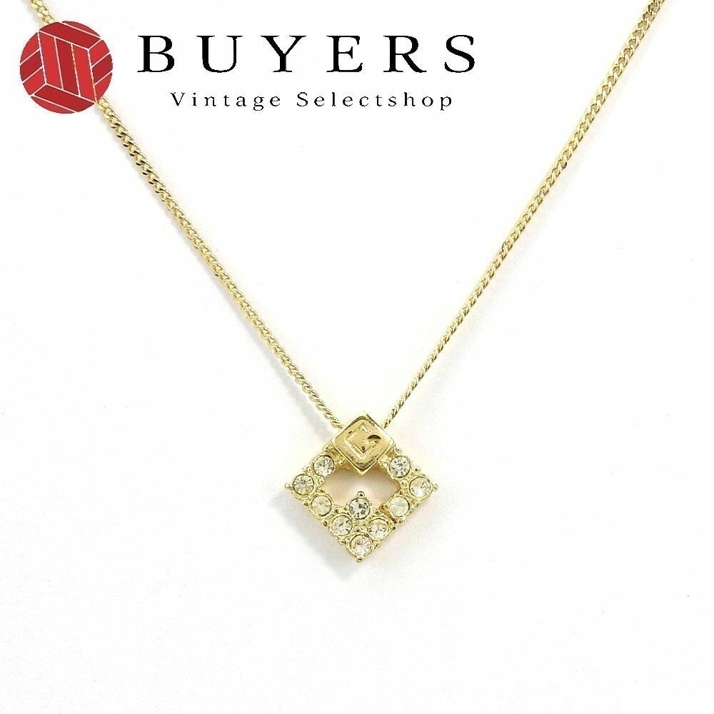 中古 ネックレス メタル ゴールド メッキ GP ラインストーン レディース 女性