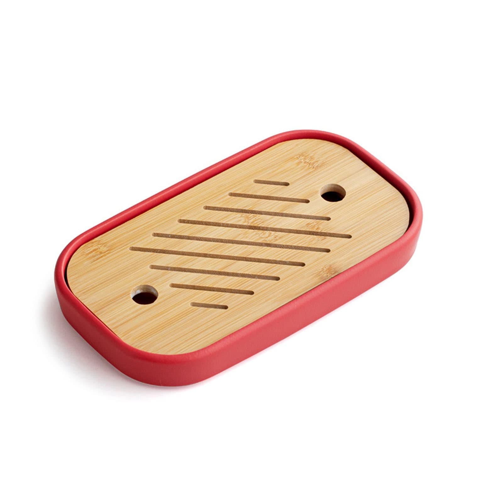 茶盆 ドライ ブリューイング トレイ 小型ティー ホーム シンプル ティー 家庭用 来客用(赤)