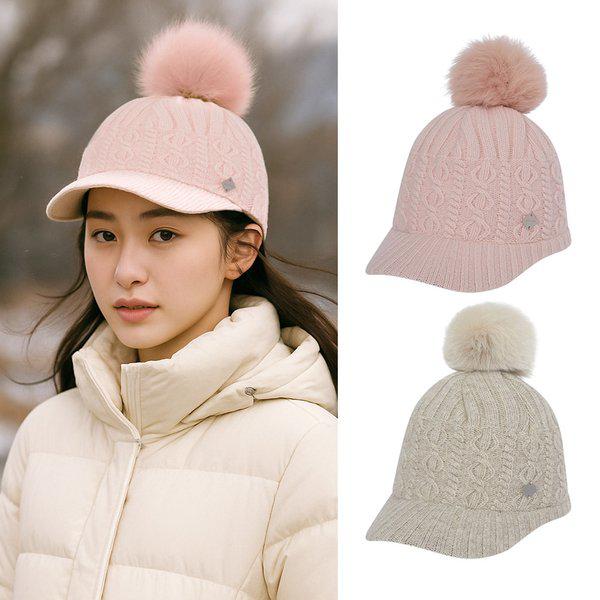 女性用冬ウサギの毛玉フリース登山ビーニーキャップ KSC873UC1W