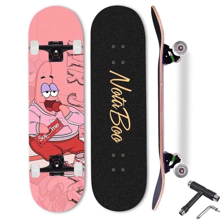 [特色のある商品]スケボー コンプリート セット スケートボード 完成品 かわいい おしゃれ 競技用スペック 初心者 上級者 子供 大人用 コンプリートデッキ スケートレンチ付き ロ