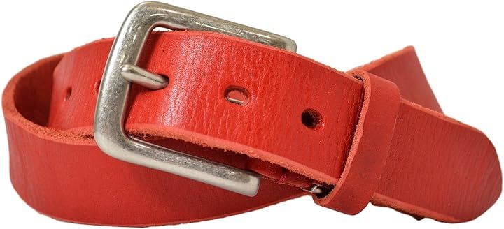 atelierCODEL ベルト メンズ 革 カジュアル 栃木レザー( レッド, 全長115cmx幅3.5cm)