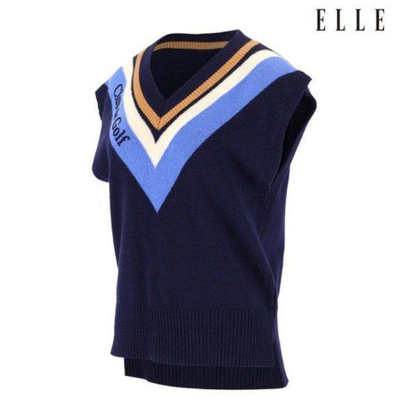 セーブゾーン01 女性 Vネック カラー配色 オーバーフィット ベスト 6J63101 820 (45013607)