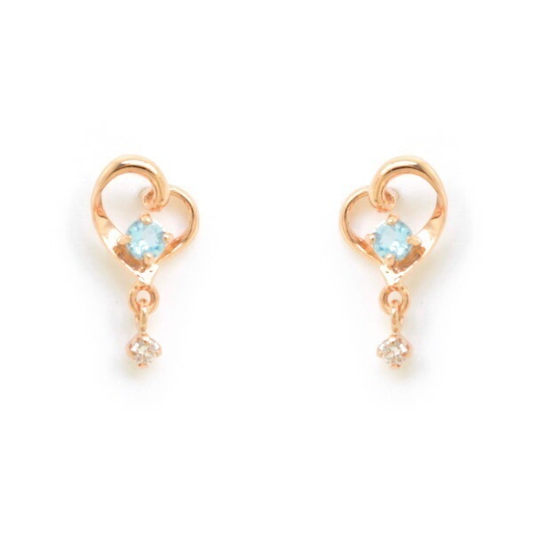 リボン済＆紙袋 ピアス レディース 3月 誕生石 誕生日 ハートモチーフピアス アクアマリン プレゼント ギフト K10ピンクゴールド 祝い
