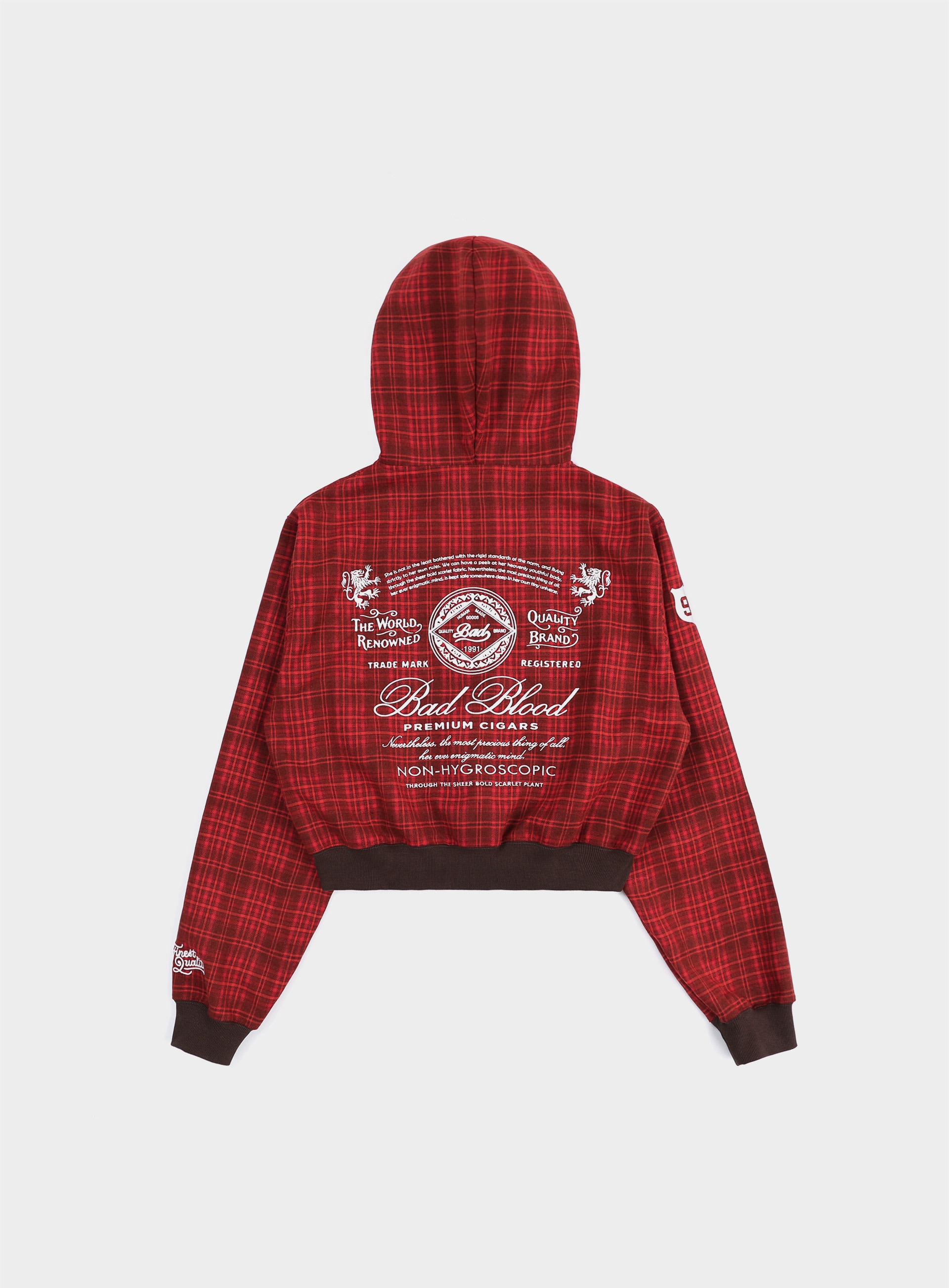 BADBLOOD ■ Classic Check Hooded Zip-Up フーディ BADBLOOD】 CLASSIC CHECK HOODED ZIP-UP : RED