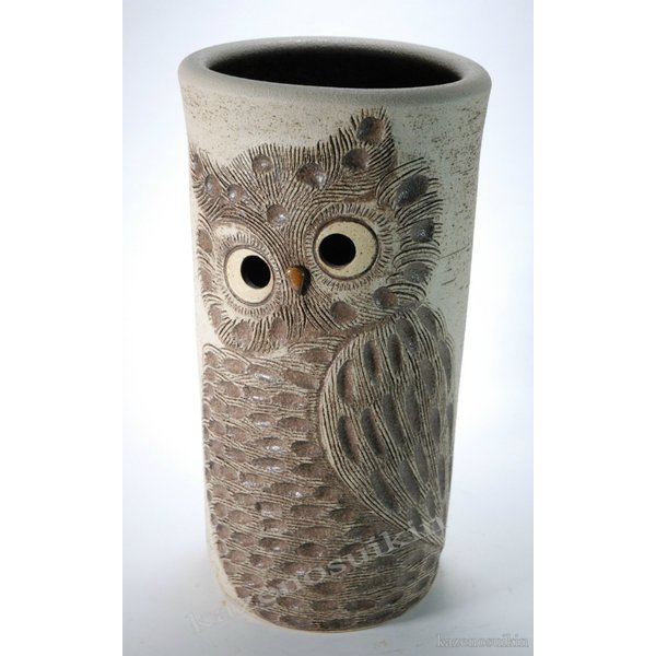 ふくろう透し彫傘立　（信楽焼き・陶器・傘立て・梅雨・雨・玄関・収納・B047-01）