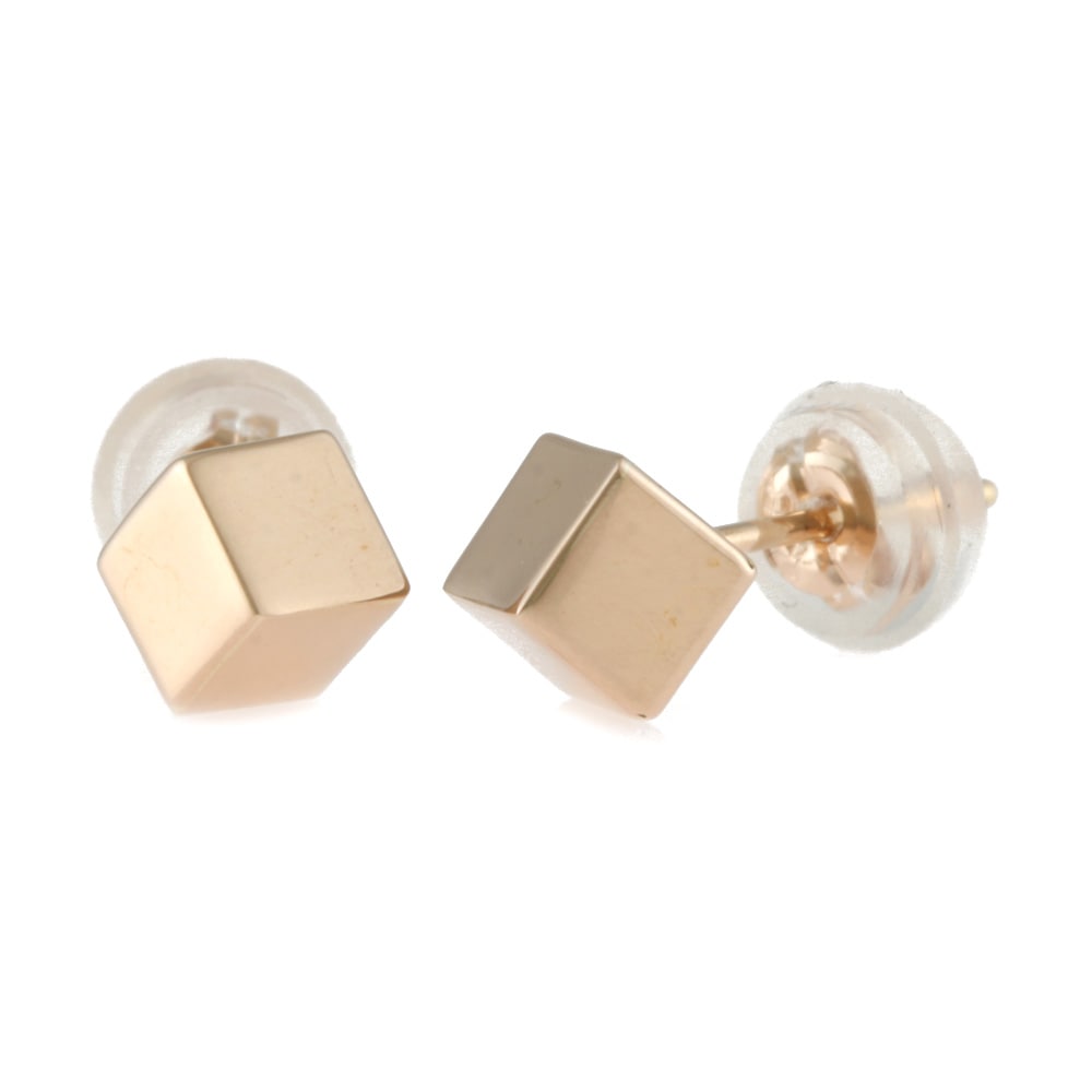 キューブ スクエア スタッド ピアス 18金 K18ピンクゴールド 新品