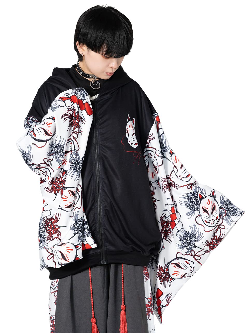 [エーシーディーシーラグ] ヒガンバナ キモノZIPパーカー 長袖 ACDC RAG 原宿系 ファッション レディース メンズ 病みかわいい 大きいサイズ