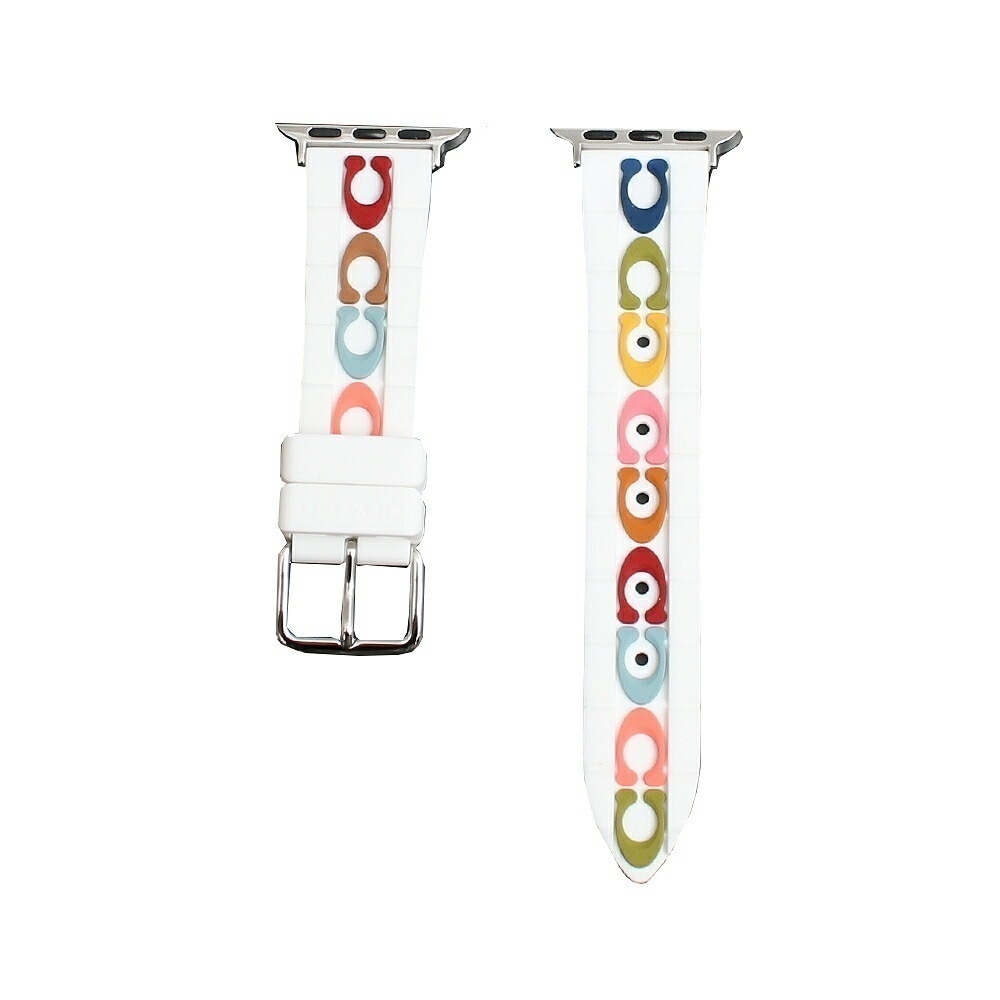 アップルウォッチバンド 交換ベルト 14700099 レディース 38mm 40mm ラバー ホワイト マルチカラー