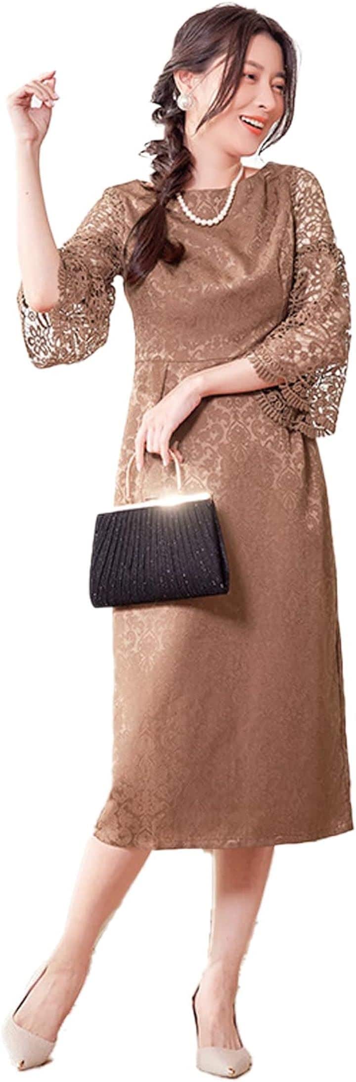 パーティードレス-ワンピース-結婚式-ドレス-結婚式およばれワンピース フォーマルドレス M( ブラウン, M Regular) 5,544円