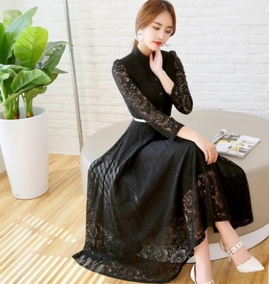 ロングレースドレス