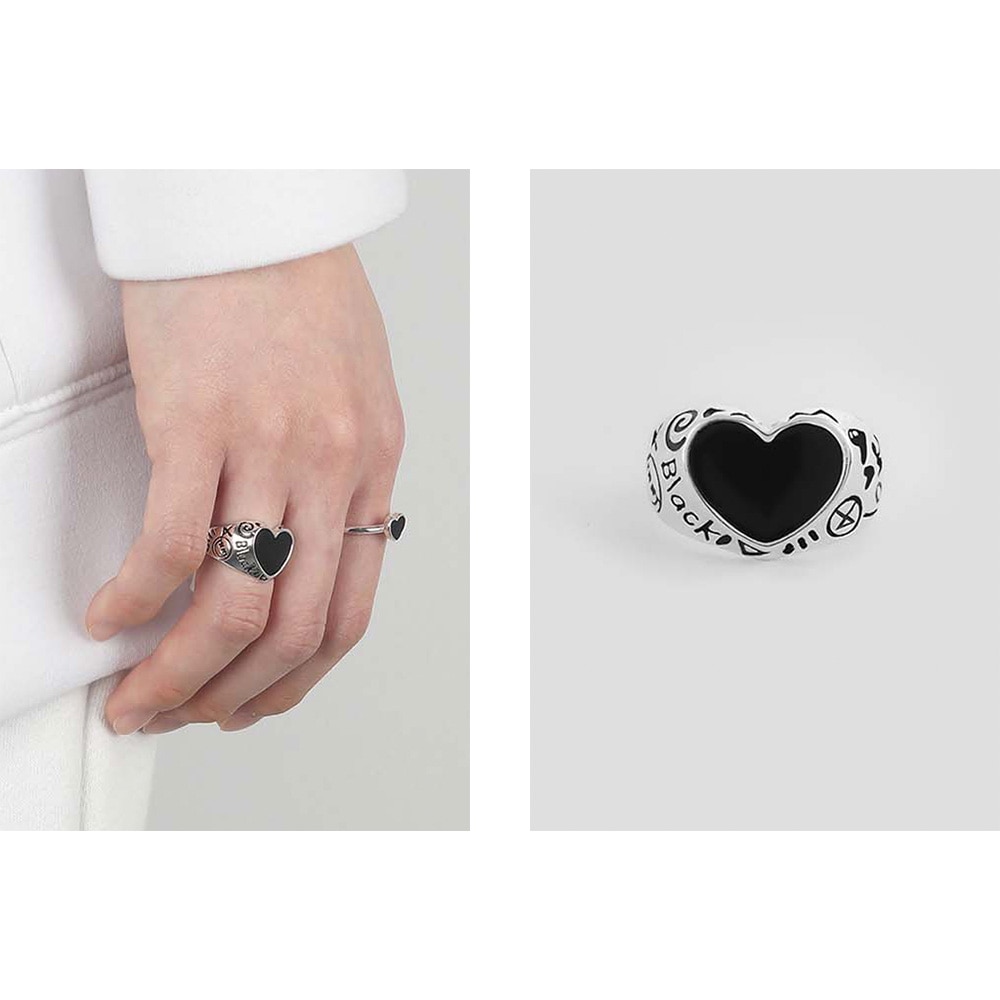 少女時代のソヒョン着用/ブラックラブリングSILVER925/韓国ファッションスタイル 韓国女性アクセサリー 人気ジュエリー