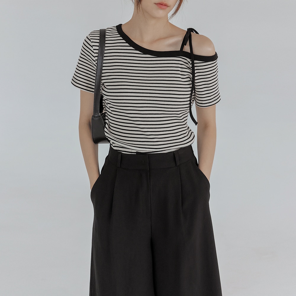 デルフアンバルショルダーストラップストライプ1/2ティー