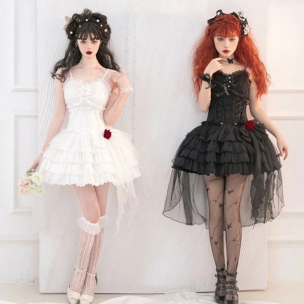 ロリータ ワンピース 可愛い プリンセスドレス お姫様 Lolita ロリータ服 リボン フリル 可愛いコスチューム コスプレ衣装 文化祭 学園祭 かわいい 萌え イベント ロリータファションh10