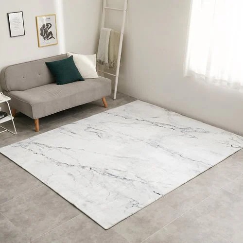 【メーカー直送品】萩原 転写プリントラグ 大理石 約190×240cm ホワイト