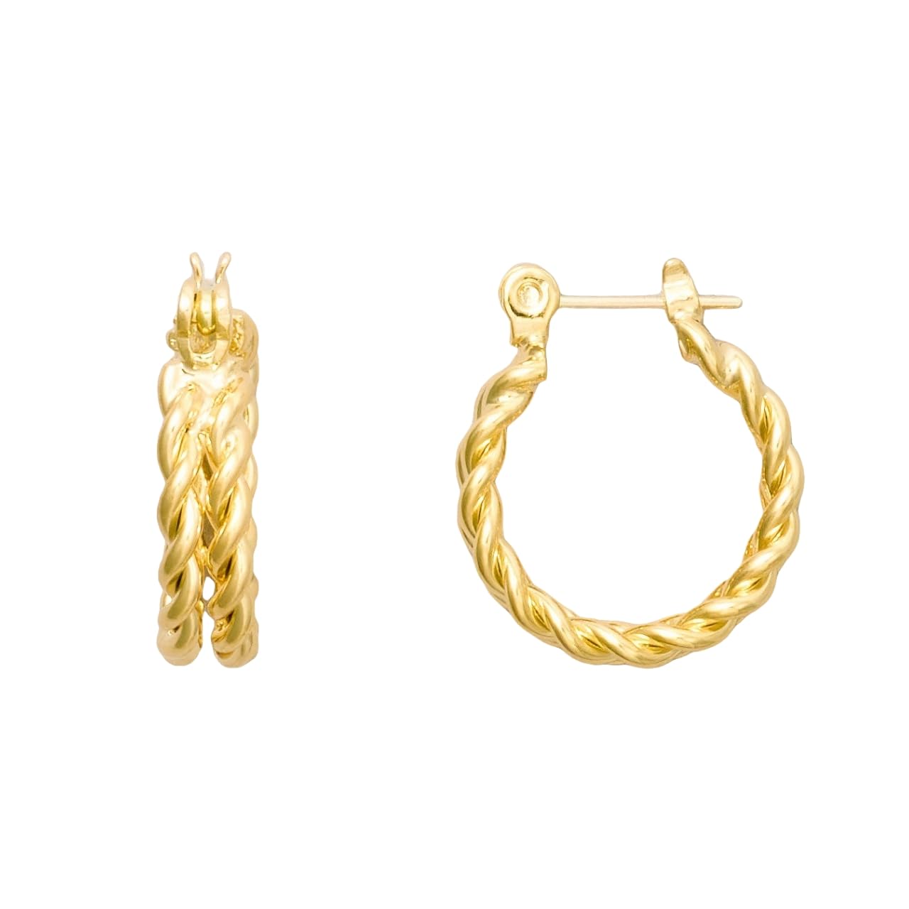 [ヒリーズ] 日本製 18金 ピアス 18K K18 金属アレルギー対応 ねじり デザイン クロッシング キャッチレス ワンタッチ フープ レディース メンズ ピアス 3599 ゴールド