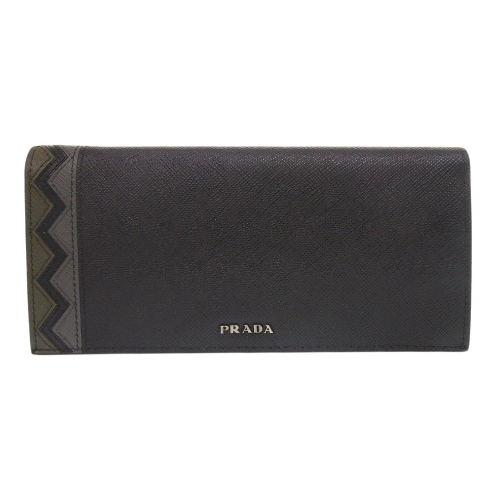 新品同様 二つ折り長財布 サフィアーノ 2MV836 長財布 レザー ブラック 1689【中古】 メンズ