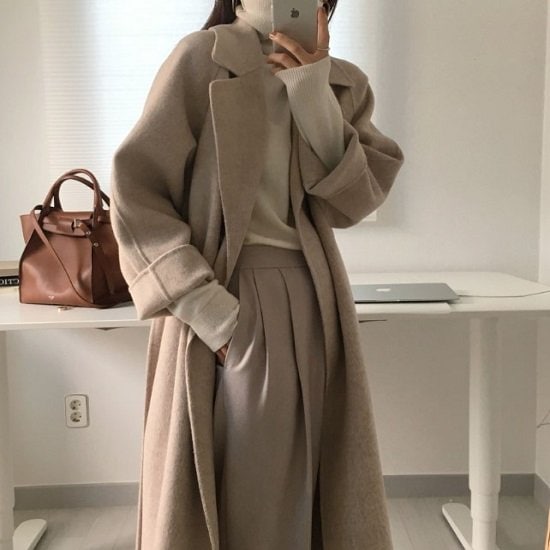 【取寄：納期2週間】コート レディース ロング丈 秋冬 ジャケット アウター コート ベルト ハイウエスト 長袖 コート レディース おしゃれ かわいい コート レディース シンプル コート