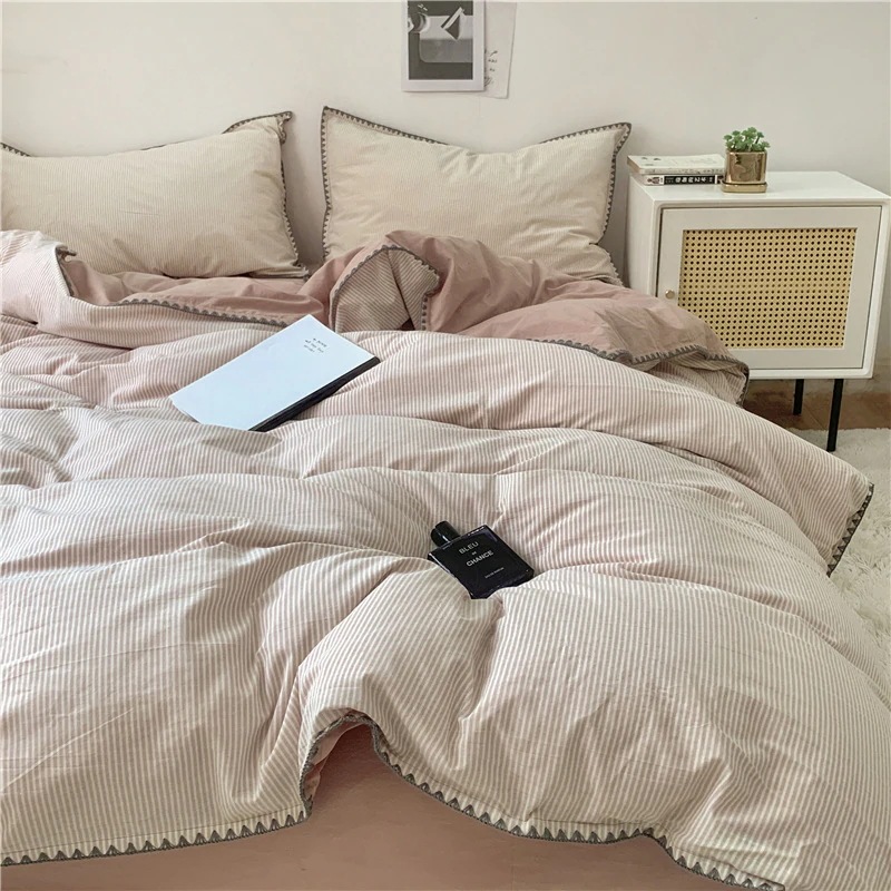 a級軽やかな高級純綿4点セット 綿100 掛け布団カバー シンプル寝具 洗いざらしコットンシーツ 学生寮 3点セット