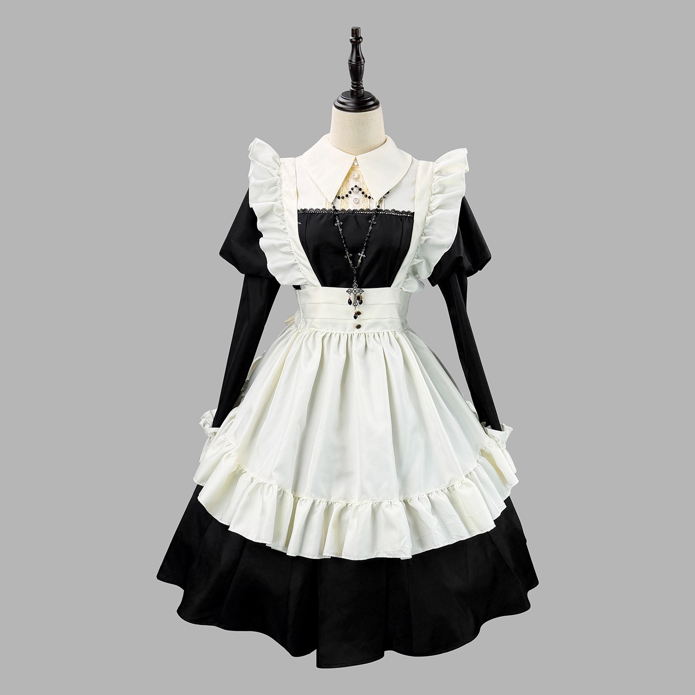 日系白黒伝統メイド服 カフェスタイル コスプレロリータ舞台衣装