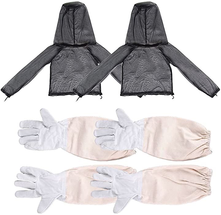 虫よけ ネット パーカー 服の上 顔まで フード 帽子 手袋 ネットパーカー2個+手袋2双