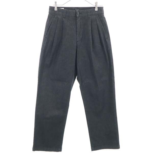 未使用 タックトラウザー デニムパンツ S 黒 テーパード ワイド ストレッチ メンズ