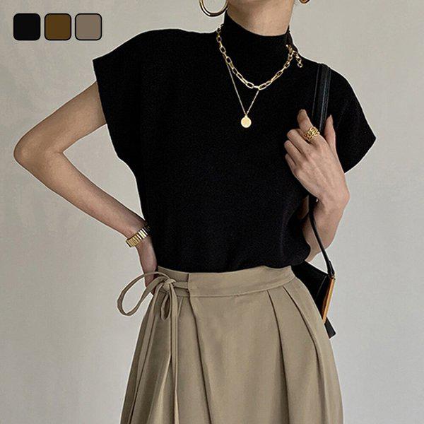 女性 夏 クーリング 半袖 ハーフネック ニット Tシャツ DMOW-KNH-SOHSTWTT1824