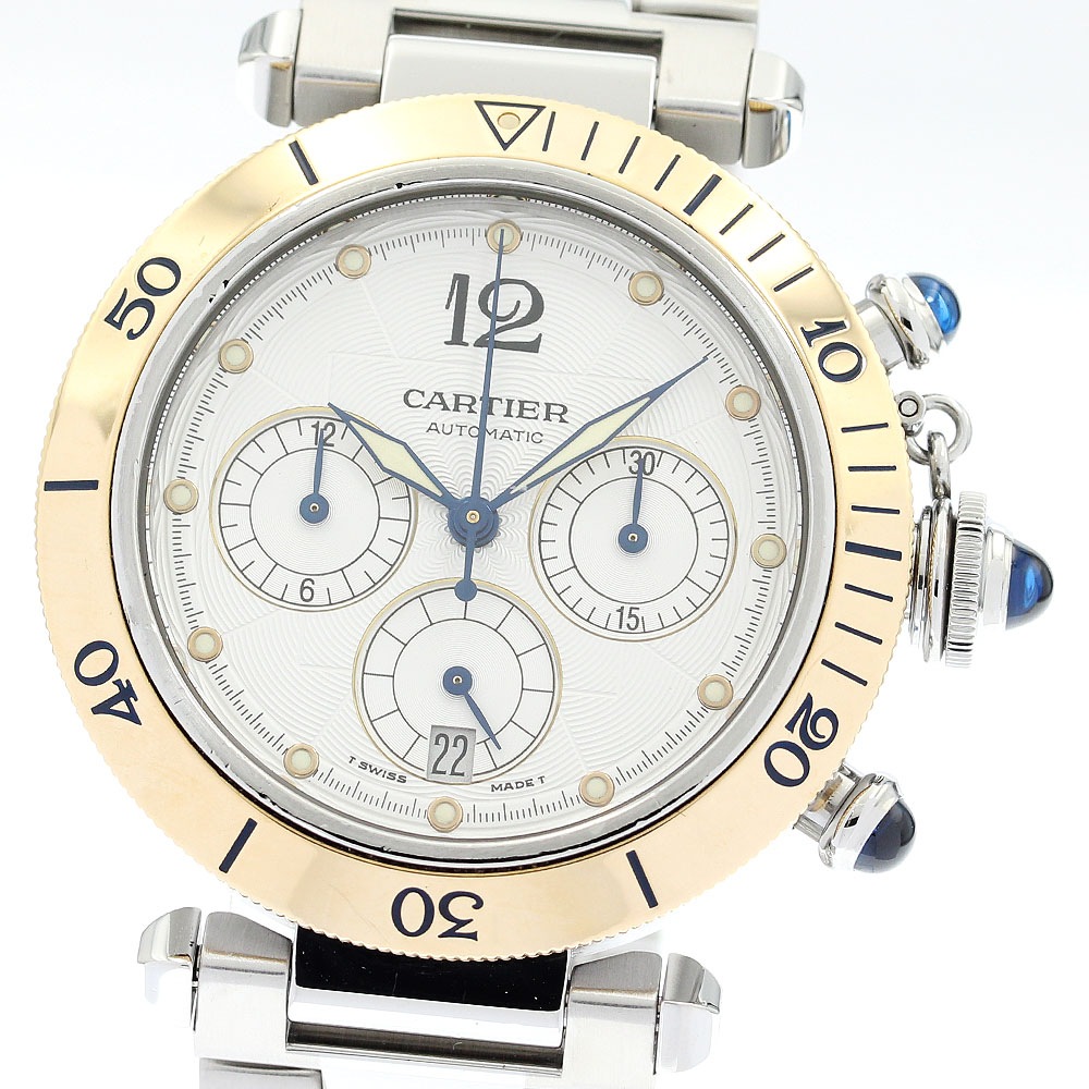 カルティエ CARTIER W31036T6 パシャ38ｍｍ コンビ クロノグラフ 自動巻き メンズ _898030【中古】