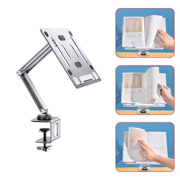 ノートパソコン タブレット ホルダー デスクマウント 調節可能なアーム Cクランプ付き 勉強 料理 クックブックスタンド アルミニウム製