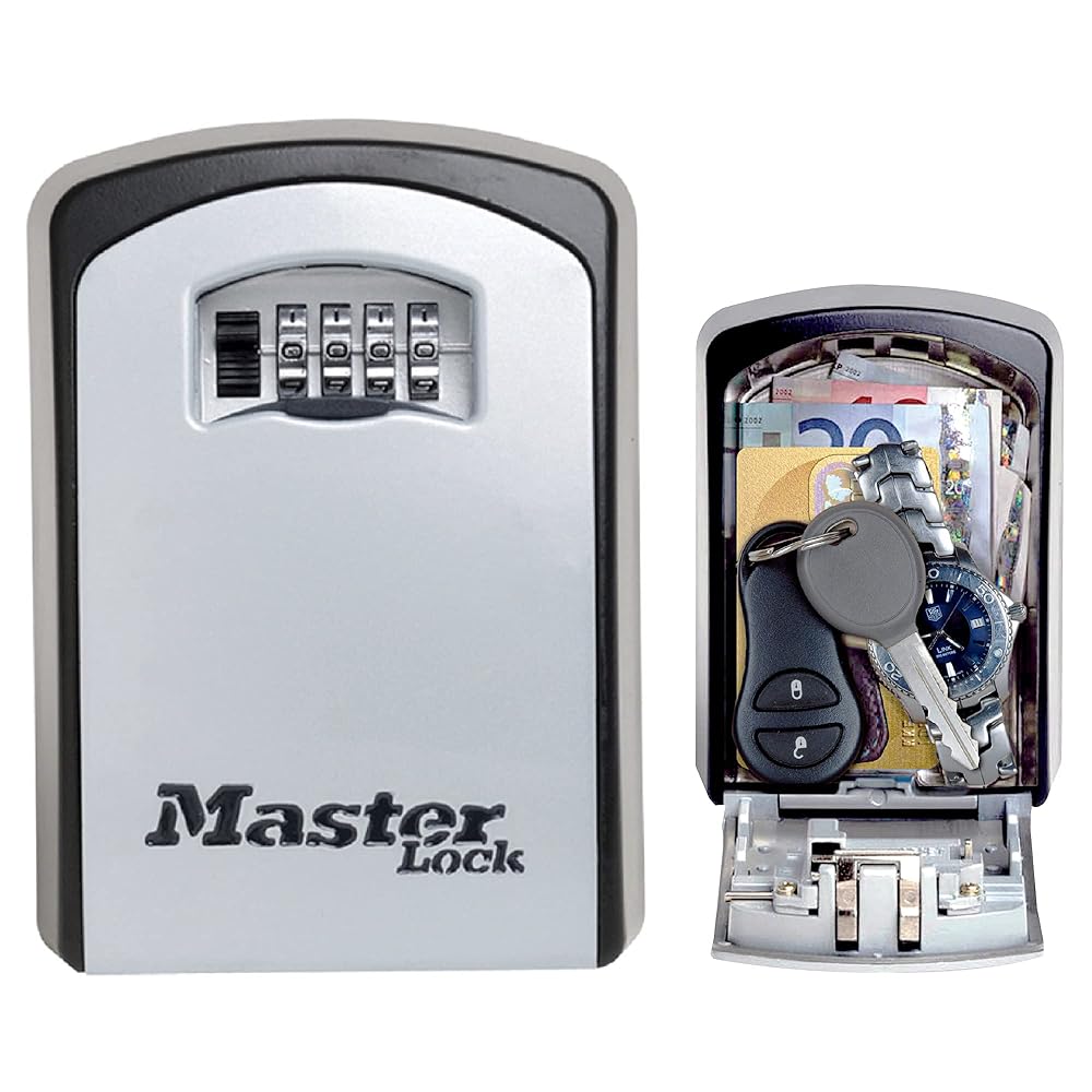 Master Lock(マスターロック) キーボックス 鍵収納 ダイヤル 暗証番号設定 屋外 壁掛け ダイヤルカバー付 本体幅106mm 高さ146mm 防犯 5403JAD
