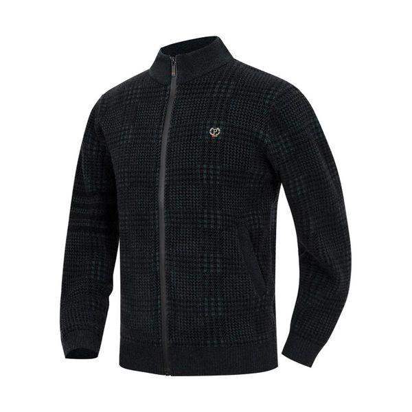 裏起毛タータンチェックニットジップアップジャケットカーディガンジャンパー冬ゴルフ_P408767037