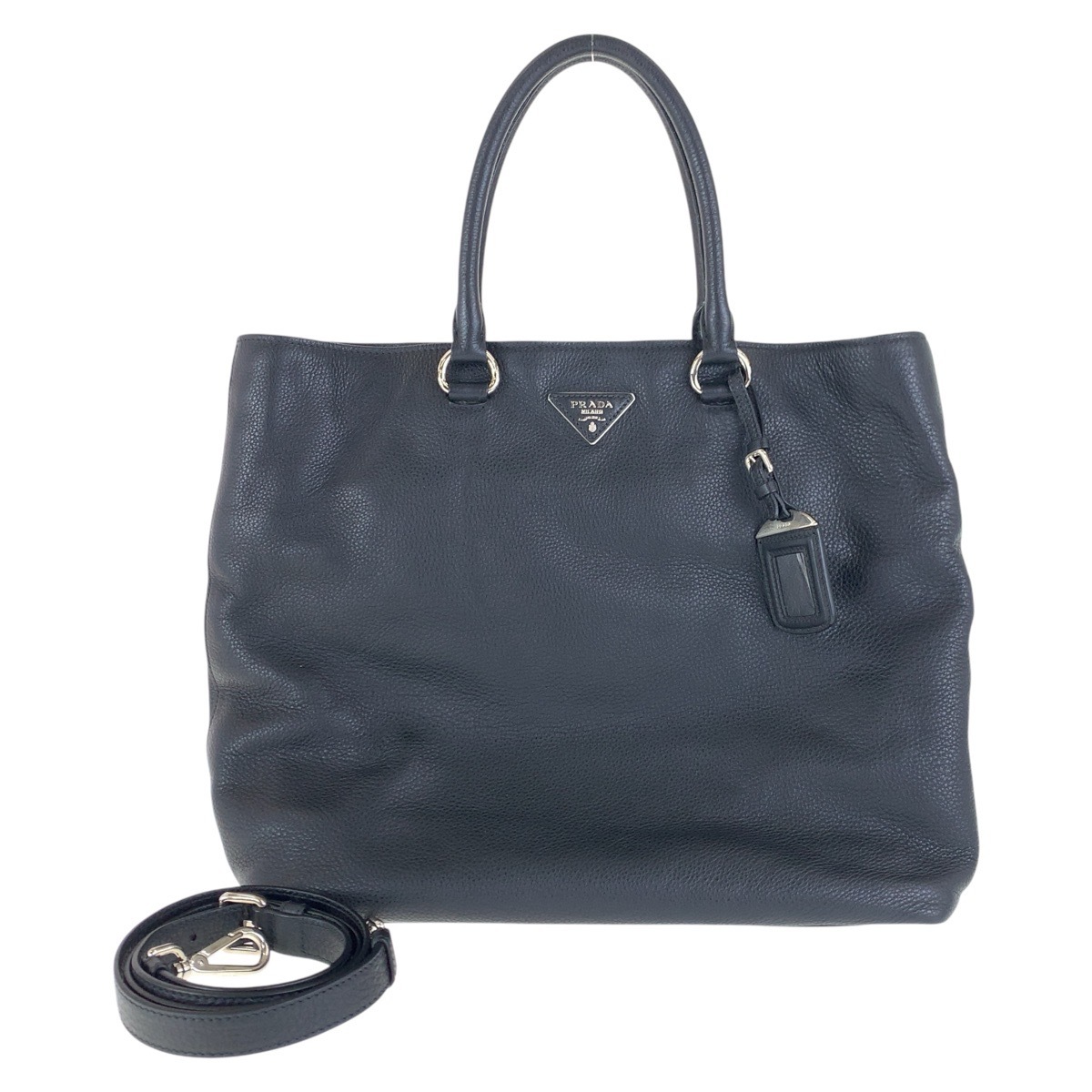 美品 ヴィッテロ ダイノ 三角ロゴプレート ブラック 黒 シルバー金具 レザー トートバッグ ショルダーバッグ 2way レディース 500701