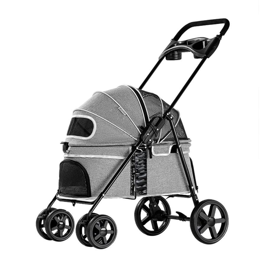 ペットカート 折りたたみ 犬用ベビーカー 猫バギー 対面式 4輪 小型犬 中型犬カート 多頭用 軽量 猫犬兼用 ペット用キャート 360回転可能 後輪ブレーキ