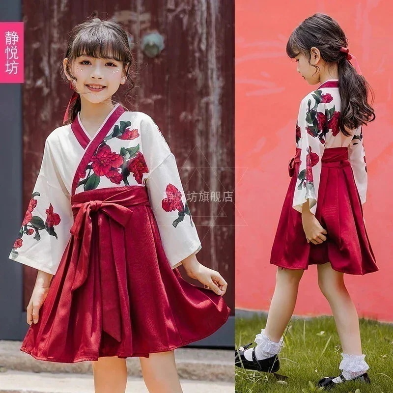 ハロウィーン子供服装赤い魔女服着物スーツレトロな女子ワンピース長袖漢要素巫婆30%までに制限