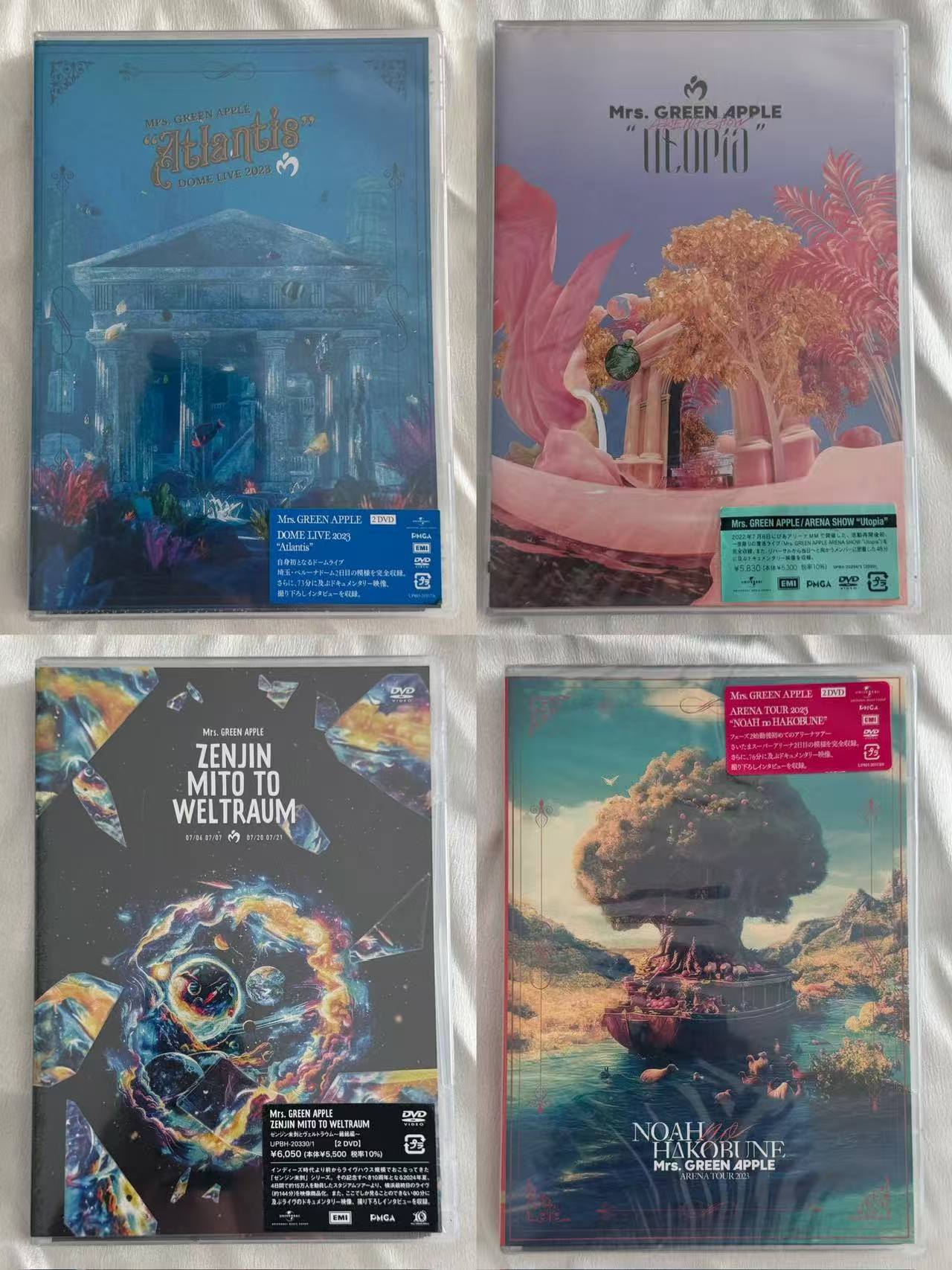 Mrs. GREEN APPLE 通常盤 4枚 『Atlantis』 『NOAH no HAKOBUNE』 『Utopia』 『ゼンジン未到とヴェルトラウム』 Blu-ray / DVD