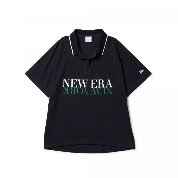 ニューエラ NEW ERA Womens 半袖 スキッパー ポロシャツ Seersucker ネイビー ゴルフ 14391441
