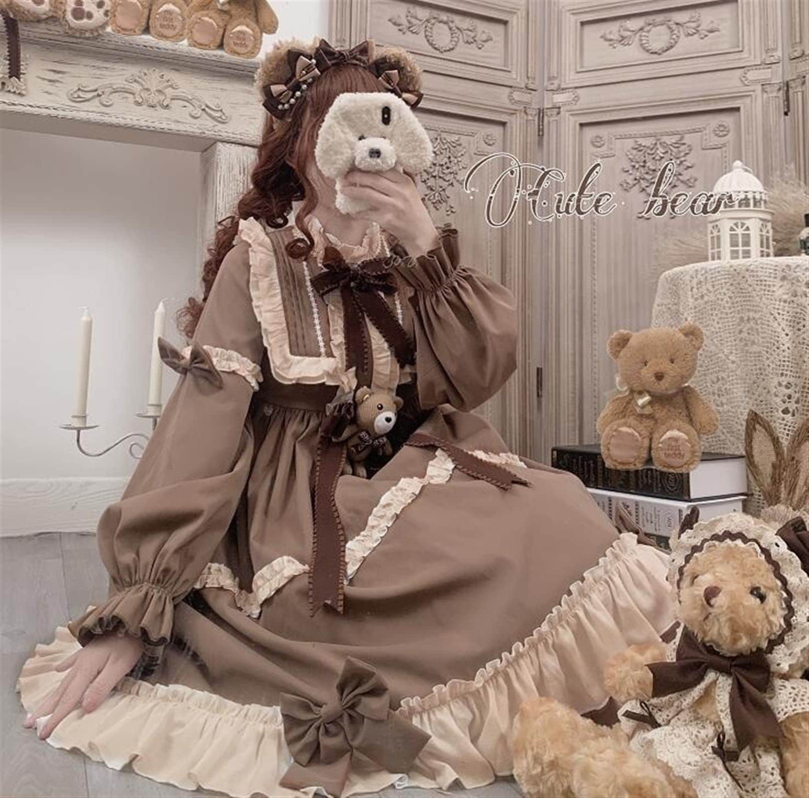 ロリータ ワンピース 長袖 コスプレ かわいい ガールズ リボン 蝶結び