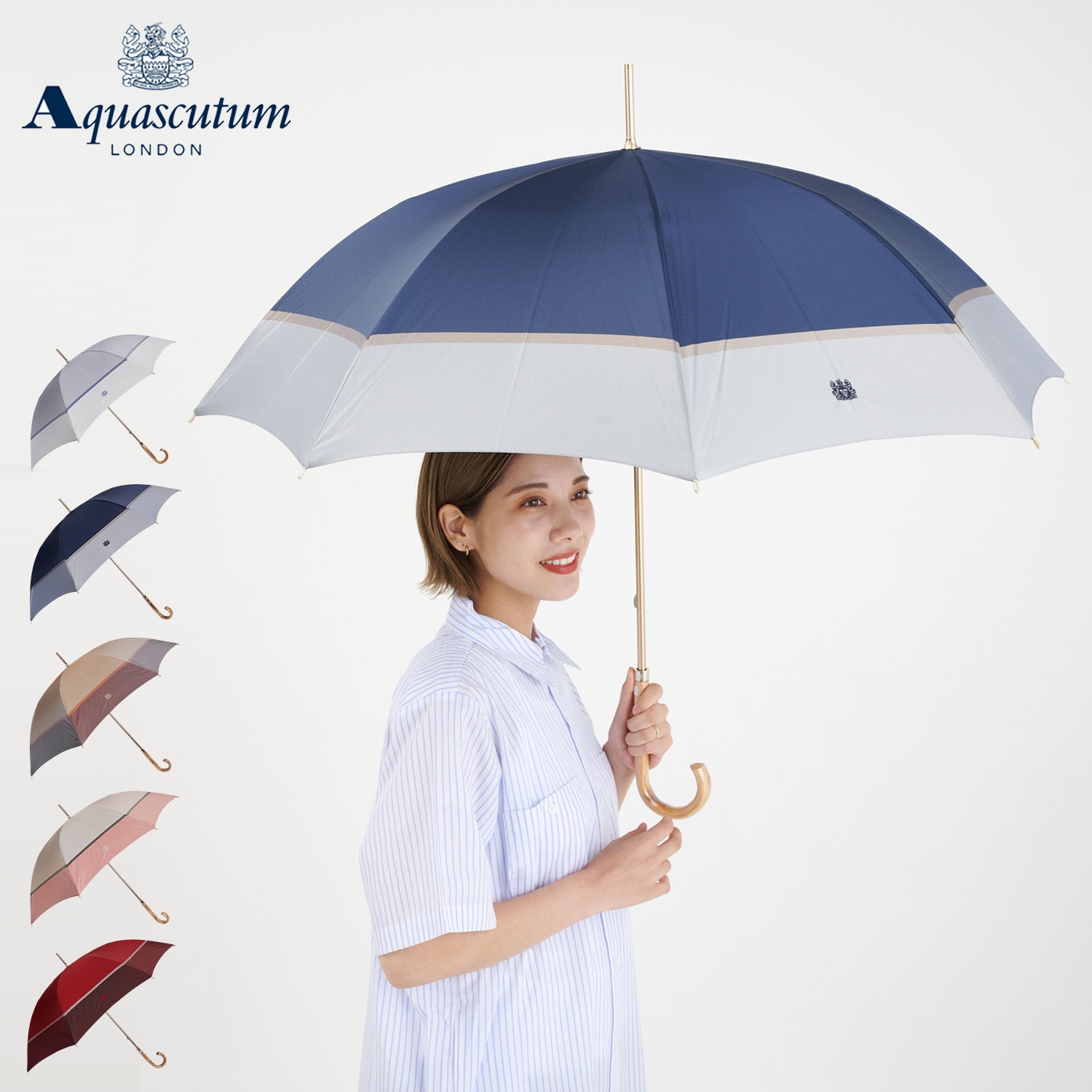 長傘 雨傘 レディース 60cm グレー ネイビー ベージュ レッド 1AQ 11068