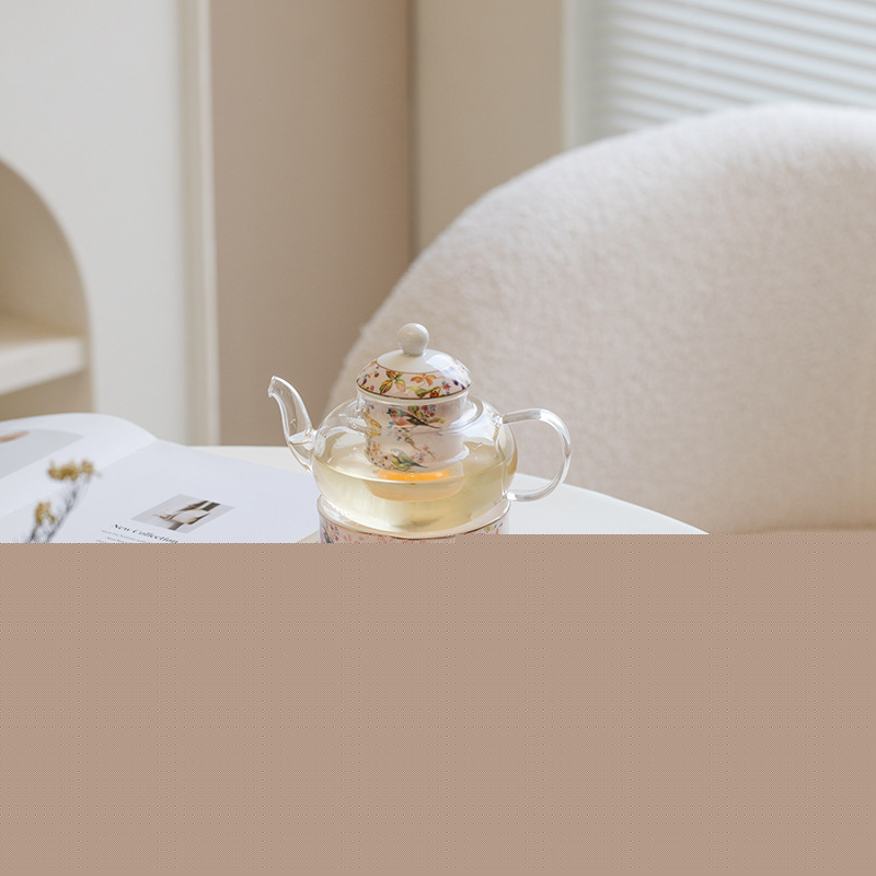 骨磁器手描きの金色の花のティーポットと断熱材付き金色の花のティーポットセラミックビジネスカジュアルカジュアルカメリアティーセット