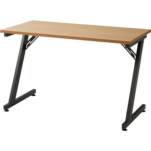 パソコンデスク 約幅120cm ナチュラル スチール Z型脚 アジャスター付き リビング 書斎 在宅ワーク インテリア家具 組立品