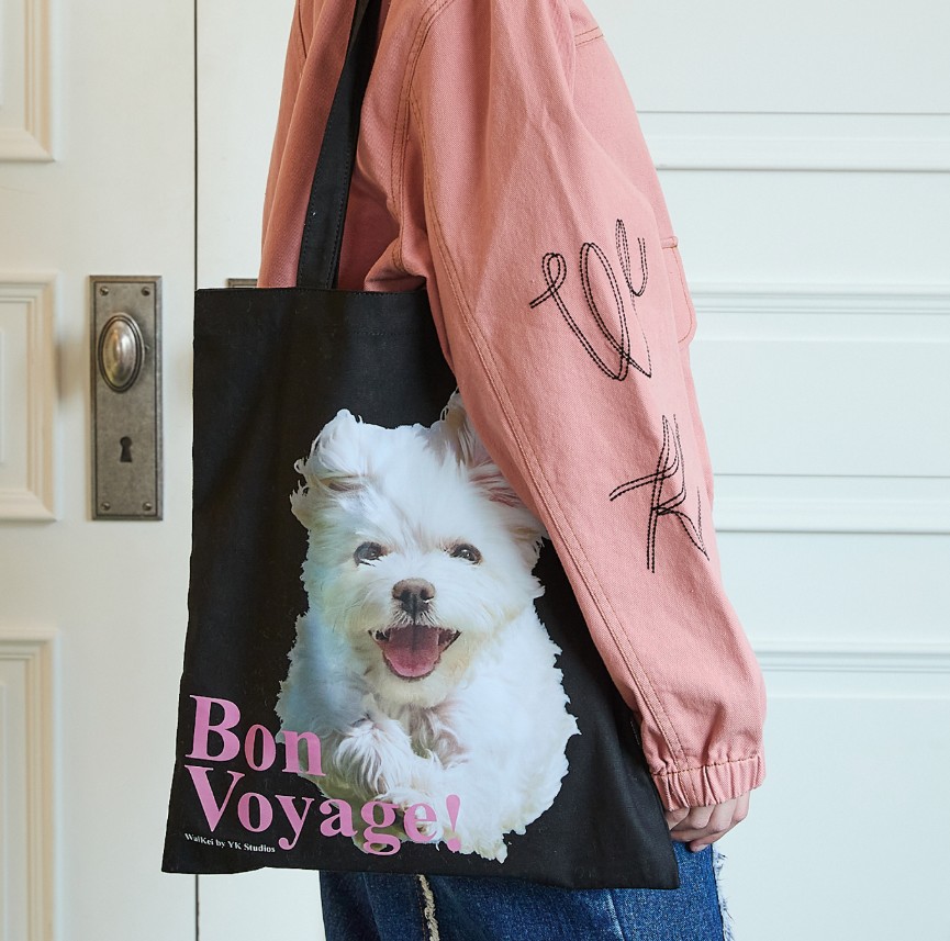 ボンボヤージュ マルチーズ エコバッグ ブラック