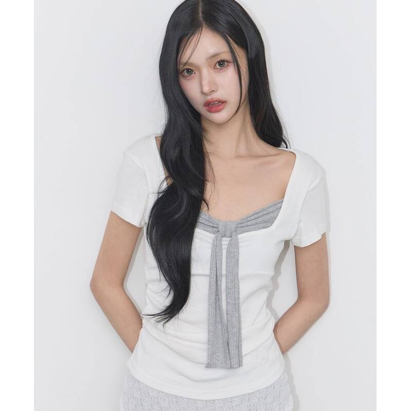 ILLIGO レイヤードリボンタイTシャツ ホワイト 26SMTOP14WH 412960