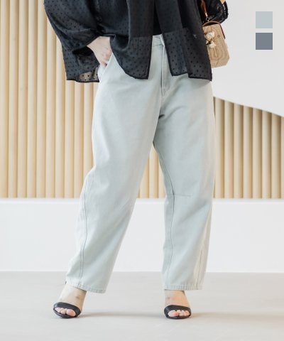 大きいサイズ レディース LL 3L 4L XL XXL XXXL バレルレッグデニムパンツ