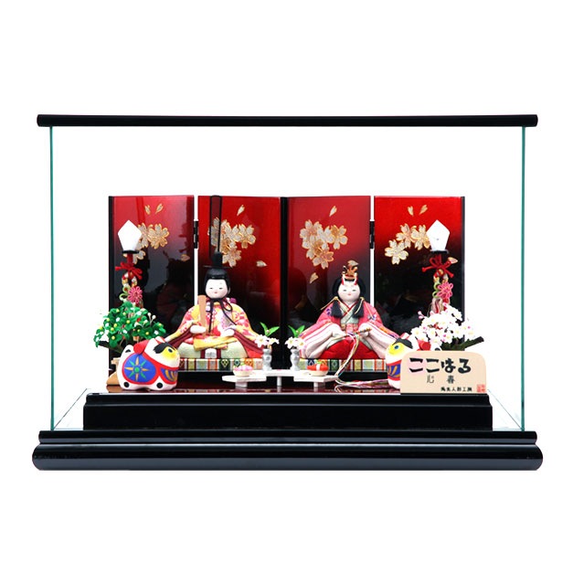 雛人形 ひな人形 お雛様 おひなさま かわいい 手作り 2025年 新作 秀光 限定品 送料無料 コンパクトミニ 初節句 ひな祭り 木目込み 親王 二人 ２人 平飾り ケース ここはる 心春 春李 硝