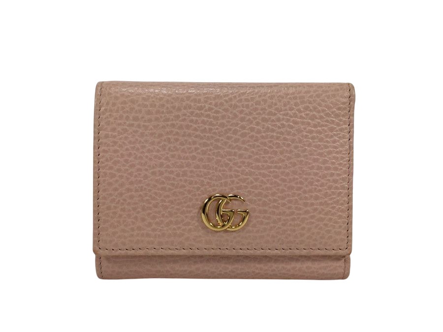 財布 プチマーモント 三つ折り コンパクトウオレット レザー ピンクベージュ 【中古品】